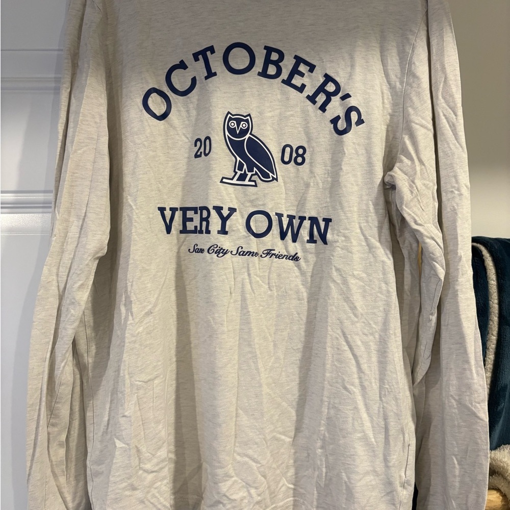 Long Sleeve Shirt - Cream with Navy Logo